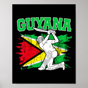 Poster Femme patriotique de cricket guyanien Cricket guya
