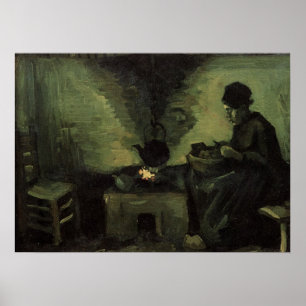 Poster Femme paysanne par foyer par Vincent van Gogh