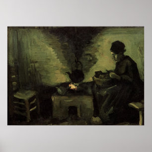 Poster Femme paysanne près de la cheminée Vincent van Gog