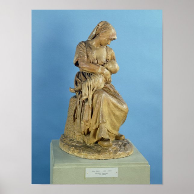 Poster Femme paysanne qui nourrit son enfant (Devant)