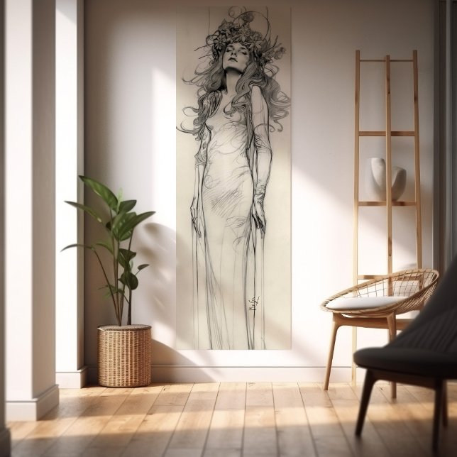 Poster Femme Pencil Study Alphonse Mucha Art Nouveau (Créateur téléchargé)