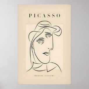 Poster Femme Picasso Chapeau Profil Ligne Art Abstrait