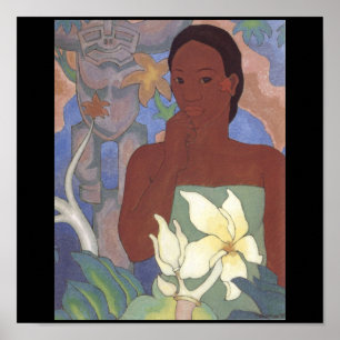 Poster Femme polynésienne et Tiki par Arman Manookian, 19