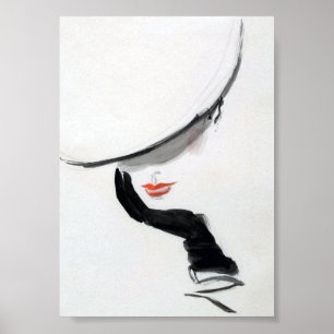 Poster Femme Portant le Gant Noir Minimaliste Vintage