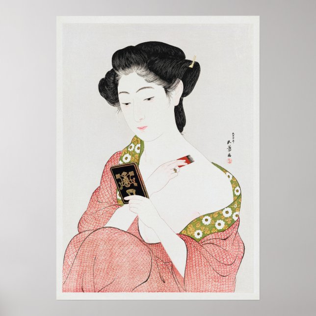 Poster Femme qui applique la poudre par Goyō Hashiguchi ( (Devant)