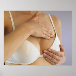 Poster Femme qui fait l'examen d'elle-même du sein