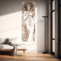 Femme Red Crayon Study Alphonse Mucha Art Nouveau