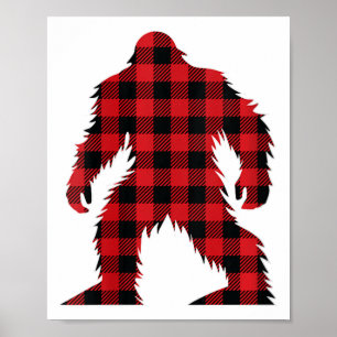 Poster Femme Rouge Buffalo Plaid Bigfoot Correspondant Fa