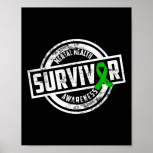 Poster Femme Ruban vert Santé mentale Survivant