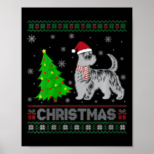 Poster Femme Scottie Chien Xmas Arbre Éclairage Noël laid