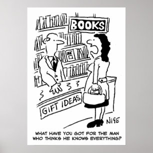 Poster Femme se renseigne dans une librairie. Librairie d
