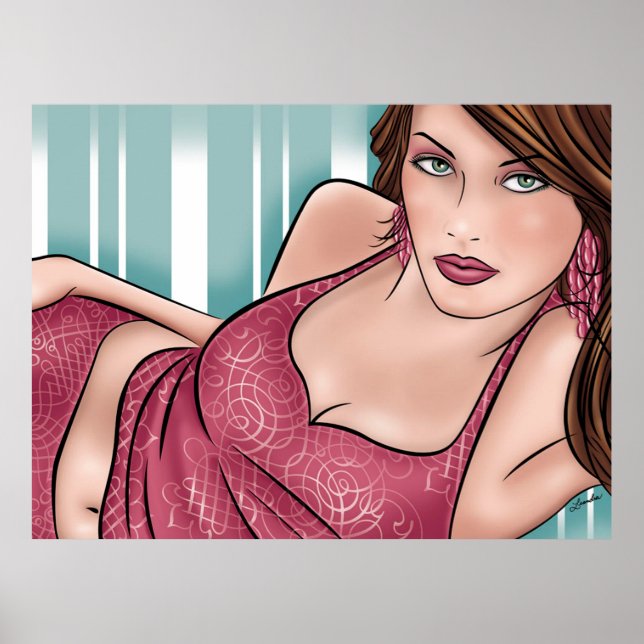 Poster Femme séductrice sur l'affiche d'Aqua Stripe (Devant)