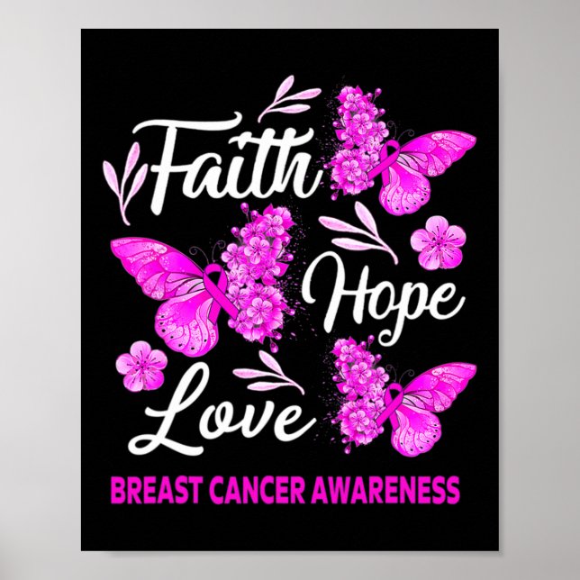 Poster Femme Sensibilisation au cancer du sein Faith Hope (Devant)