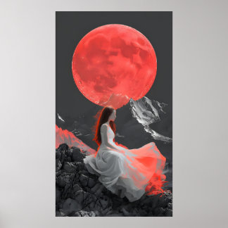 Poster Femme sereine sur la falaise sous l'Art numérique 