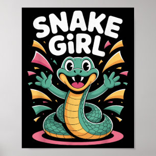 Poster Femme Serpent Girl mignonne Happy Serpent Cartoon