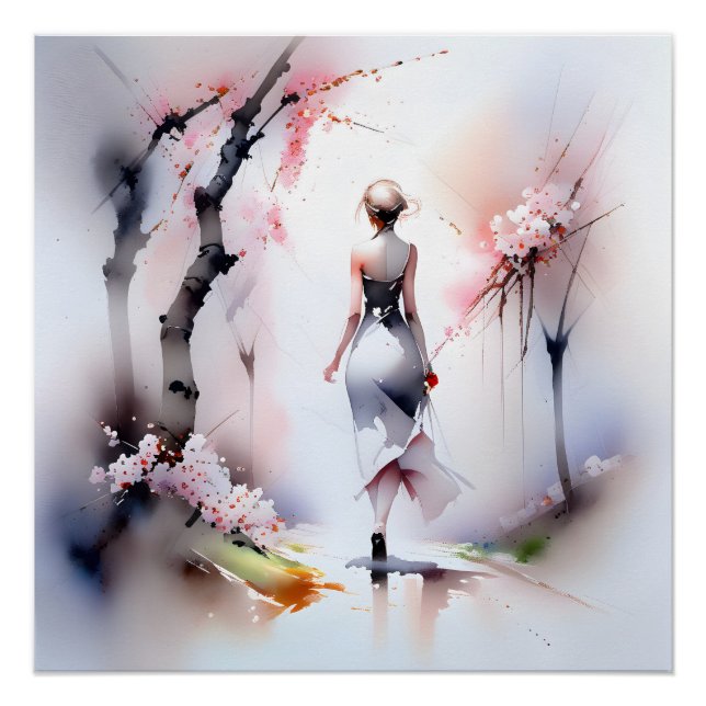 Poster Femme solitaire marchant (Devant)