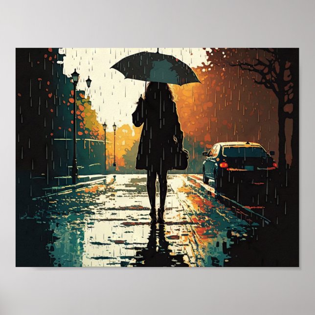 Poster Femme sous la pluie (Devant)
