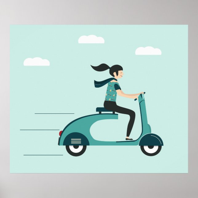 Poster Femme Sur Un Scooter (Devant)