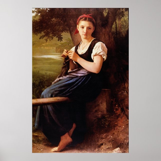 Poster Femme tricot par William-Adolphe Bouguereau (Devant)