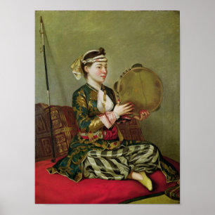 Poster Femme turque avec Tambourin