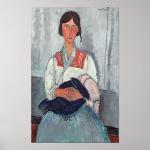 Poster Femme tzigane avec bébé par Amedeo Modigliani
