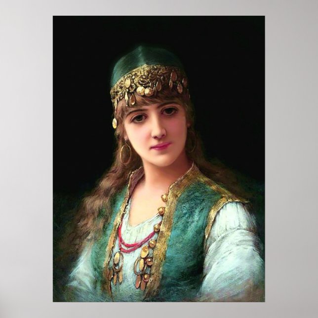 Poster Femme tzigane victorieuse élégante boho bellydance (Devant)