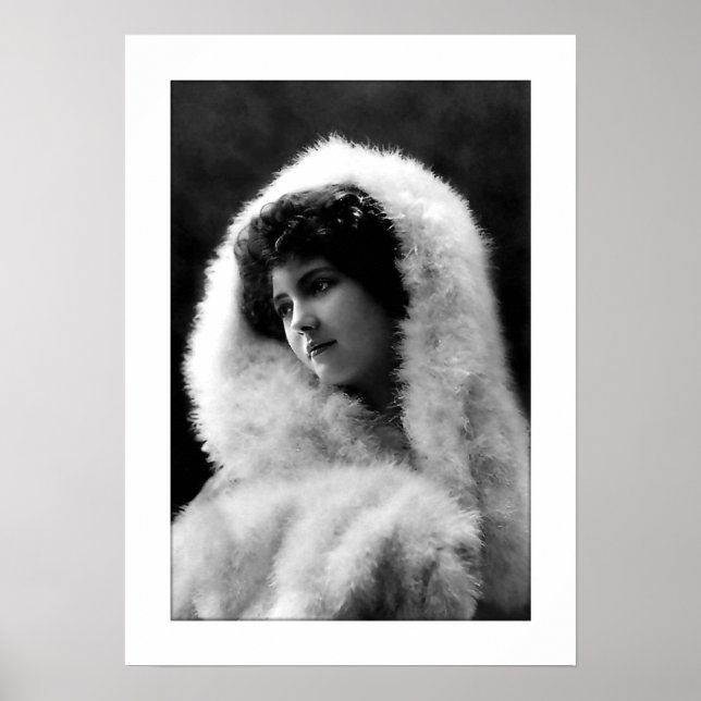 Poster femme victorienne en noir et blanc, portrait doux (Devant)