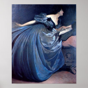 Poster Femme vintage en bleu