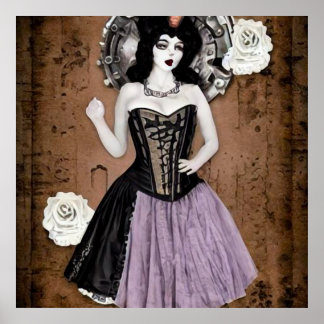 Poster Femme vintage en robe de Corse