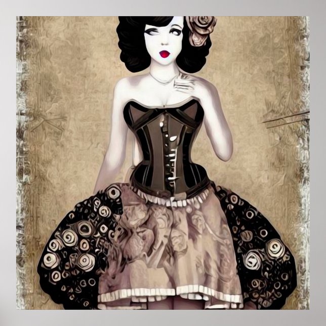 Poster Femme vintage Steampunk (Devant)