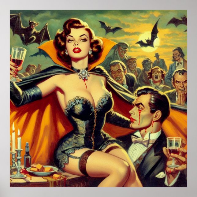Poster Femme vintage Vampire (Devant)
