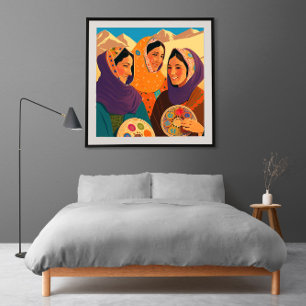 Poster Femmes afghanes jouant au darya