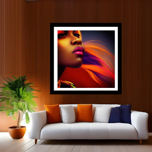 Poster Femmes africaines colorées violet orange fantaisie