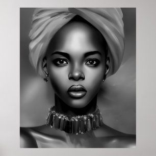 Poster Femmes africaines noir blanc monochrome bijou 2