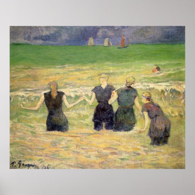 Poster Femmes baignant Dieppe par Paul Gauguin (Devant)