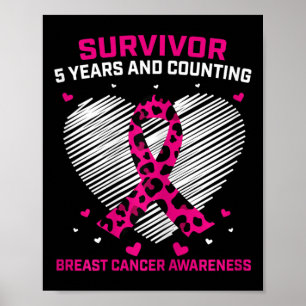 Poster Femmes Cancer du sein Survivant 5 ans Cancer Sans