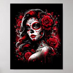 Poster Femmes Crâne de Sucre De Los Muertos La Catrina Jo