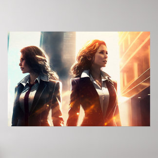Poster Femmes d'affaires dans une ville du futur