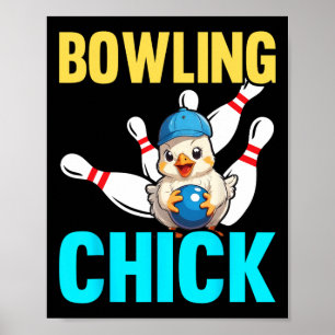 Poster Femmes de bowling amusantes Fille de bowling migno