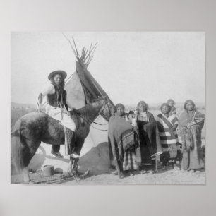 Poster Femmes de Lakota avec les nourrissons et l'homme à