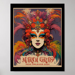 Poster Femmes de Mardi Gras vintage 