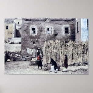 Poster Femmes dehors faire la laverie et les tâches quoti