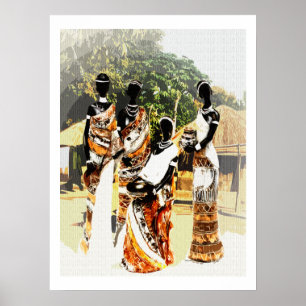 Poster Femmes des villages tribaux africains