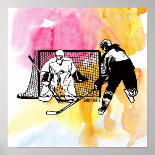 Poster Femmes Filles Tournées Sur Net Joueur De Hockey Aq
