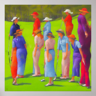 Poster Femmes Golfeuses - Art en toile Imprimer