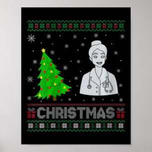 Poster Femmes Infirmière Praticien Xmas Arbre Éclairage l
