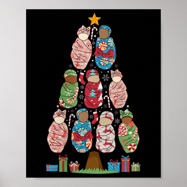 Poster Femmes L&amp ; d Infirmier Noël Travail Arbre Et D (Devant)