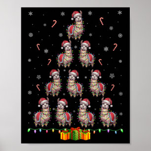 Poster Femmes Llama Santa Hat Noël Lumières Hommes Femmes