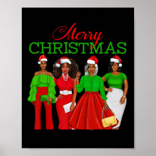Poster Femmes noires de Noël Africaine Américaine Santa H