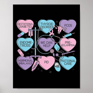 Poster Femmes obstétrique Saint-Valentin infirmière Ob Gy
